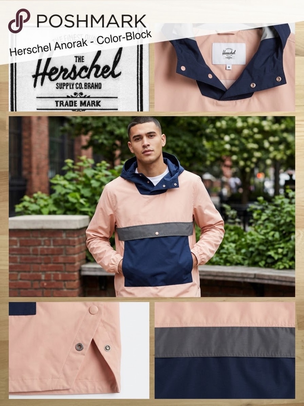 Herschel Supply Co. Colorblock Anorak Jacket - Pink, Navy, Gray
